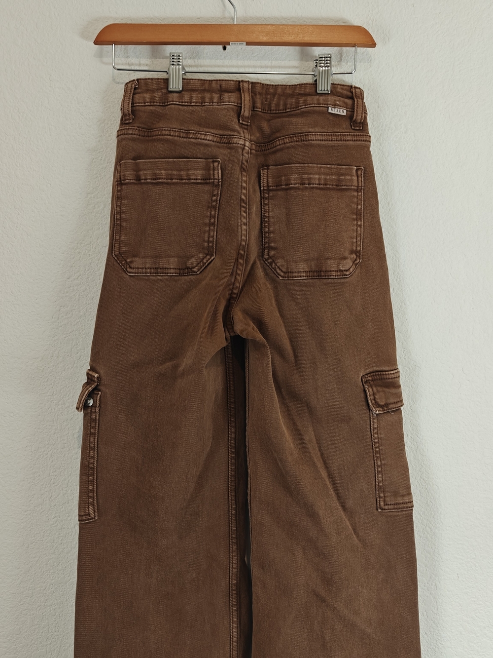 Risen Cocoa Utility Cargo Jeans High Rise Relaxed Fit Cargo Denim Y2K Street 26 - Picture 14 of 16